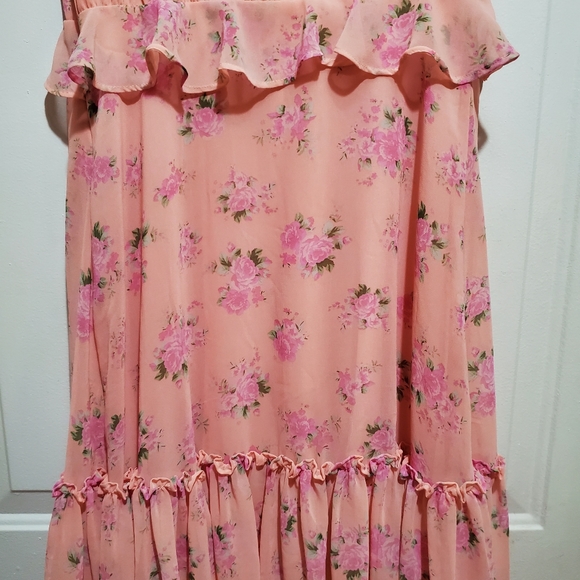LoveShackFancy Pink Floral Ruffle Midi Dress Size 8 - Picture 11 of 12
